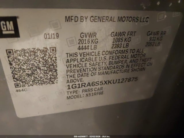 2019 CHEVROLET VOLT 1G1RA6S5XKU127875 Photo 8