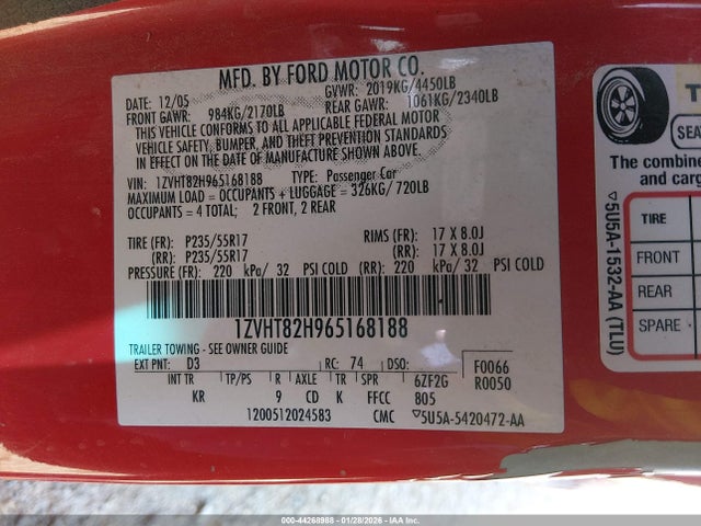 2006 FORD MUSTANG 1ZVHT82H965168188 Photo 8