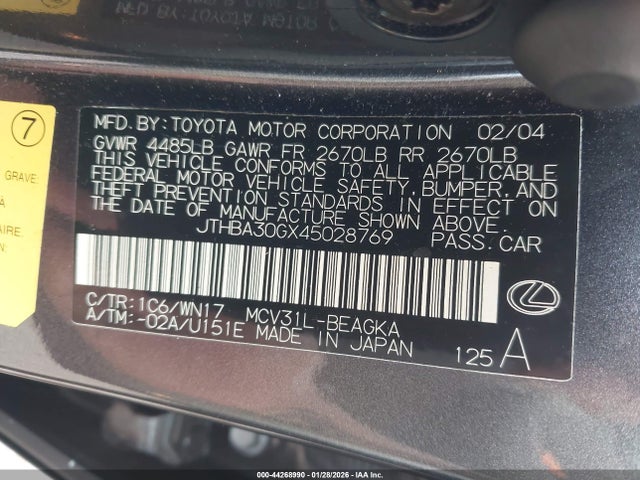 2004 LEXUS ES 330 JTHBA30GX45028769 Photo 8