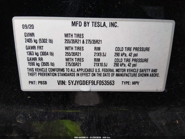5YJYGDEF9LF053563 Tesla Model Y Long Range Dual Motor All-wheel Drive/performance Dual Motor All-wheel Drive