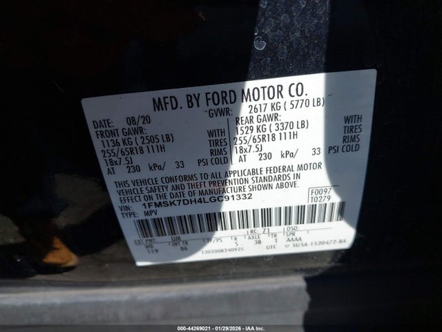 1FMSK7DH4LGC91332 Ford EXPLORER XLT