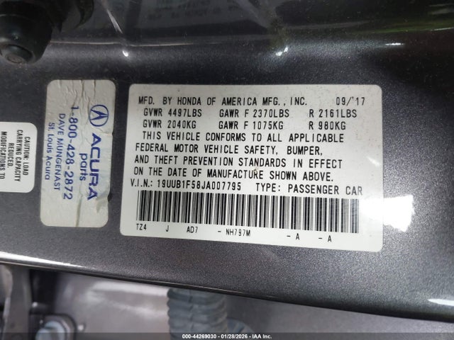 2018 Acura Tlx Tech Pkg მანქანა იყიდება აუქციონზე, vin: 19UUB1F58JA007795, აუქციონის ნომერი: 44269030