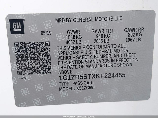 2019 CHEVROLET MALIBU 1G1ZB5STXKF224455 Photo 8