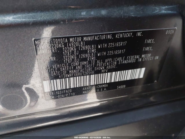 4T3RWRFV6RU126546 Toyota Rav4 Hybrid Xle