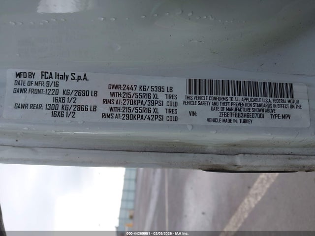 44269051 :رقم المزاد ، ZFBERFBB3H6E07001 vin ، 2017 Ram Promaster City Tradesman Slt مزاد بيع