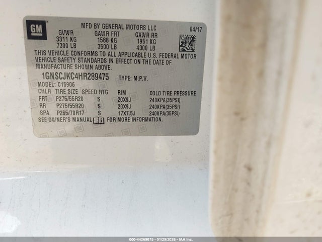 1GNSCJKC4HR289475 Chevrolet Suburban Premier