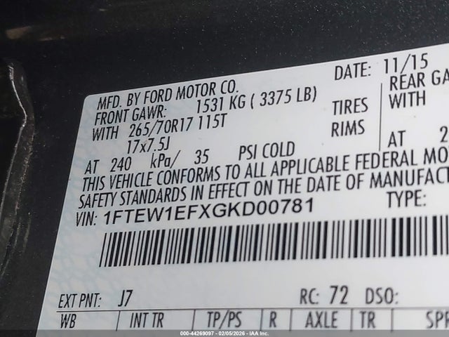 Ford F-150 Xlt 2016 1FTEW1EFXGKD00781 Image 9