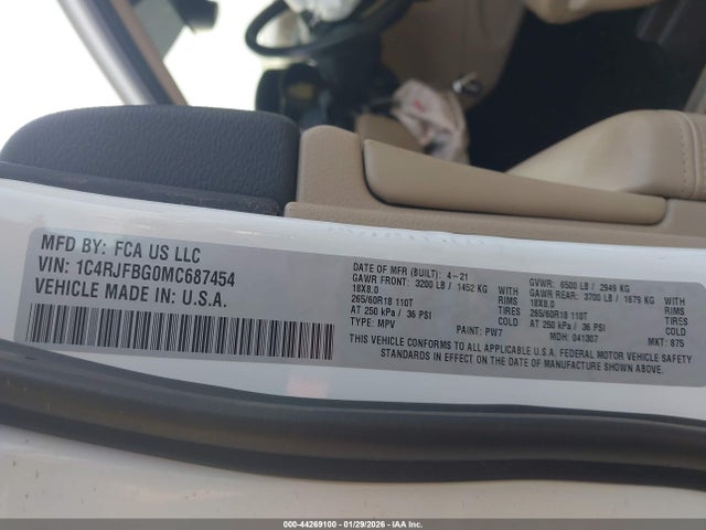 1C4RJFBG0MC687454 Jeep Grand Cherokee Limited 4x4