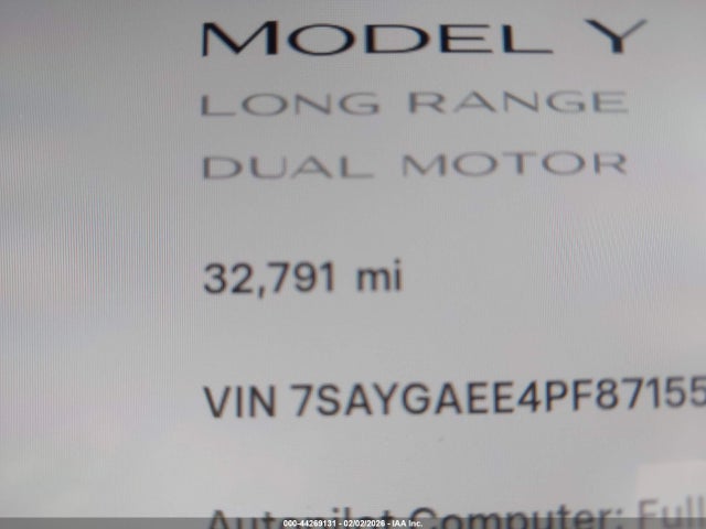 7SAYGAEE4PF871555 Tesla Model Y Awd/long Range Dual Motor All-wheel Drive