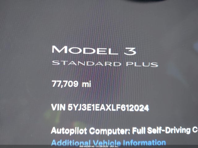 5YJ3E1EAXLF612024 Tesla Model 3 Standard Range Plus Rear-wheel Drive/standard Range Rear-wheel Drive