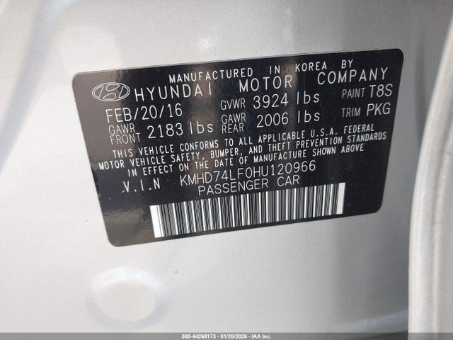 2017 HYUNDAI ELANTRA KMHD74LF0HU120966 Photo 8