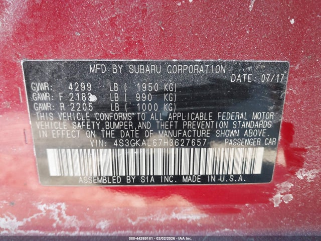4S3GKAL67H3627657 Subaru Impreza 2.0i Sport