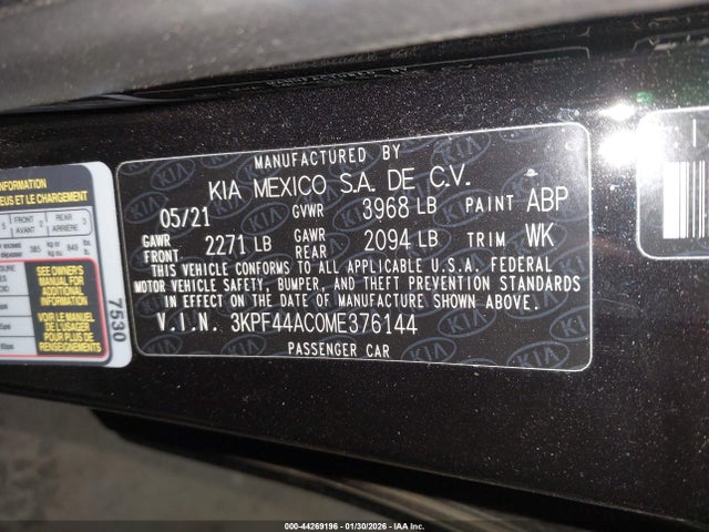 3KPF44AC0ME376144 KIA FORTE GT