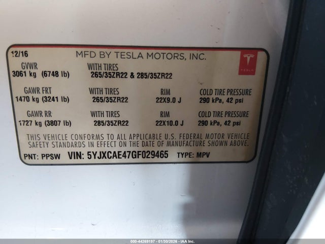 2016 TESLA MODEL X 5YJXCAE47GF029465 Photo 8