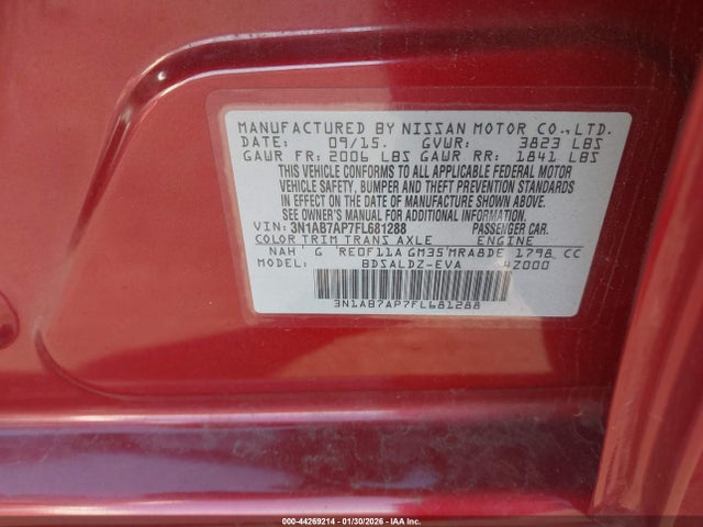 3N1AB7AP7FL681288 Nissan SENTRA SV