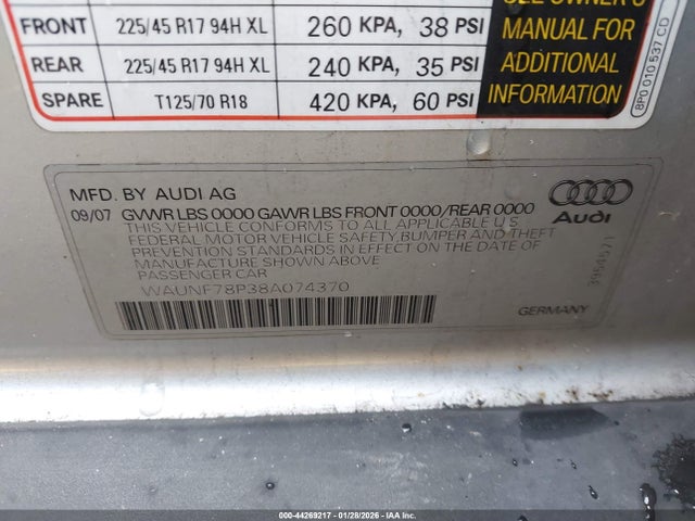 2008 AUDI A3 WAUNF78P38A074370 Photo 8