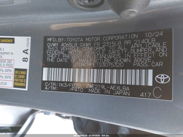 Toyota Corolla Hybrid Le 2025 JTDBCMFE1S3075320 Image 9