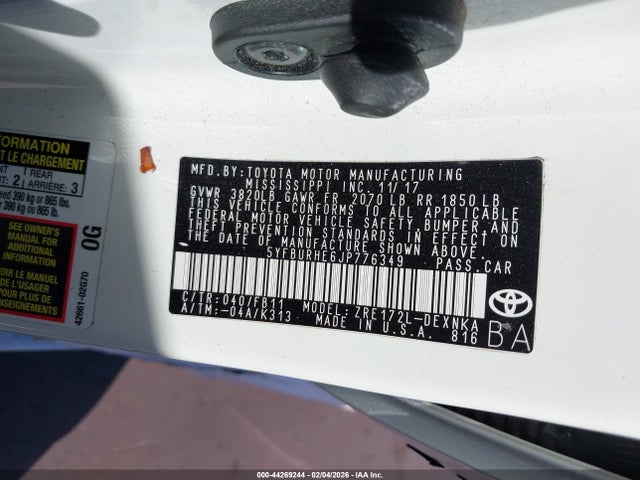 Toyota COROLLA LE 2018 5YFBURHE6JP776349 Image 9