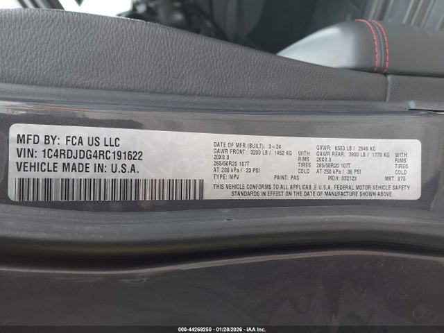 Dodge Durango Gt Plus Awd 2024 1C4RDJDG4RC191622 Image 9