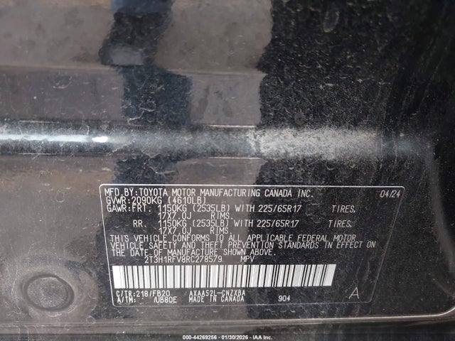 2T3H1RFV8RC278579 Toyota RAV4 LE
