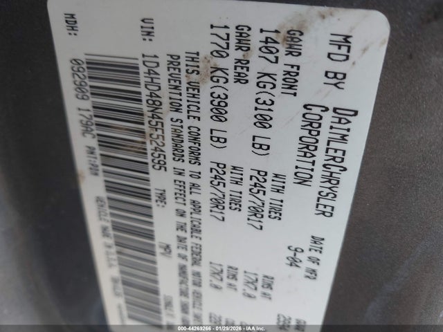 2005 DODGE DURANGO 1D4HD48N45F524595 Photo 8