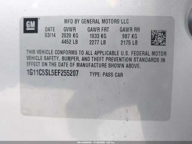 1G11C5SL5EF255207 Chevrolet MALIBU 1LT