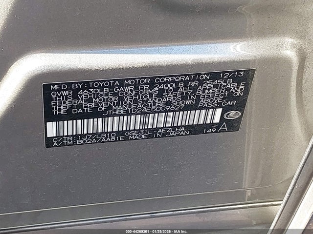 Продаж на аукціоні авто 2014 Lexus Is 350, vin: JTHBE1D24E5009627, номер лоту: 44269301