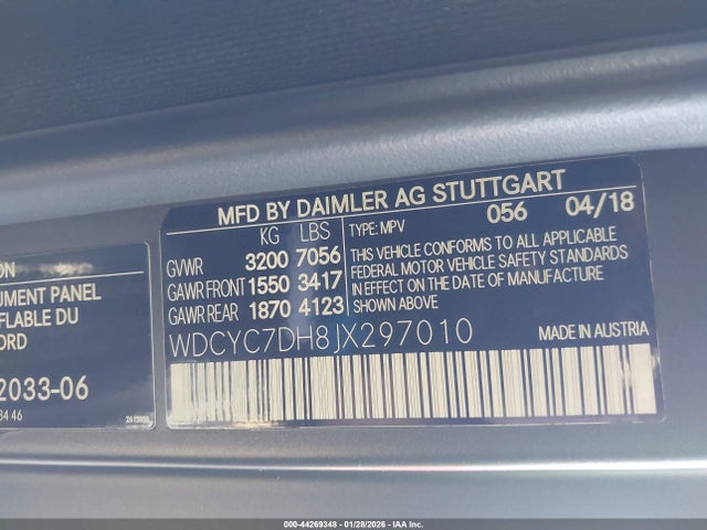 WDCYC7DH8JX297010 Mercedes-Benz Amg G 63 4matic