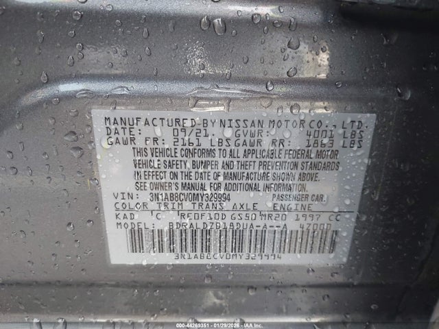 3N1AB8CV0MY329994 Nissan Sentra Sv Xtronic Cvt