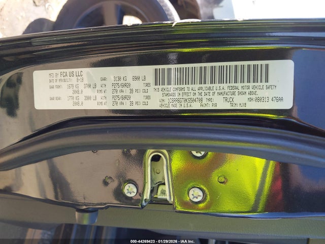 2019 Ram 1500 Classic Big Horn  4x2 6'4 Box მანქანა იყიდება აუქციონზე, vin: 1C6RR6GT0KS504708, აუქციონის ნომერი: 44269423