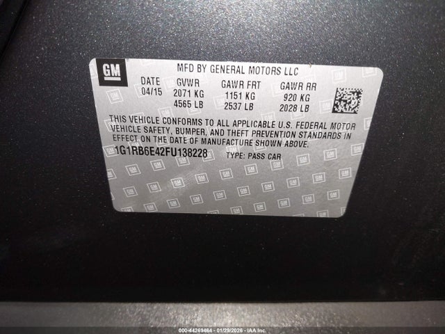 1G1RB6E42FU138228 Chevrolet Volt