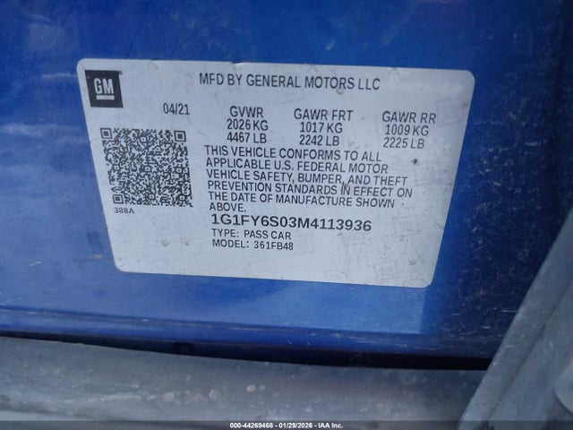 2021 CHEVROLET BOLT EV 1G1FY6S03M4113936 Photo 8