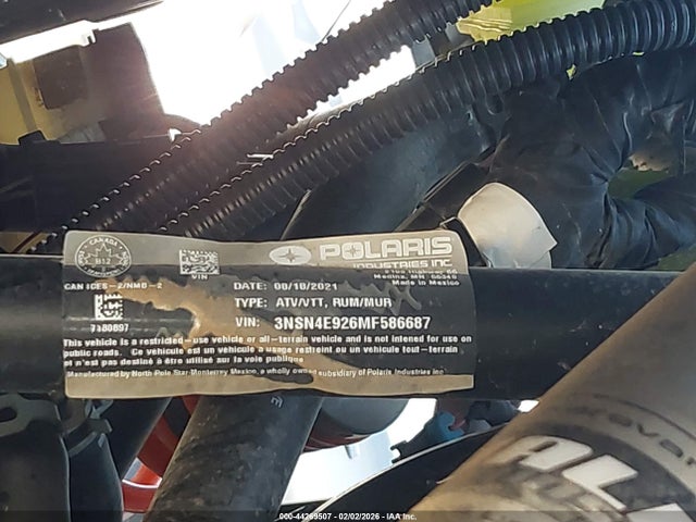 44269507 :رقم المزاد ، 3NSN4E926MF586687 vin ، 2021 Polaris Rzr Xp 4 Turbo مزاد بيع