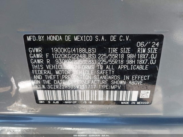 2025 HONDA HR-V 3CZRZ2H50SM711717 Photo 8