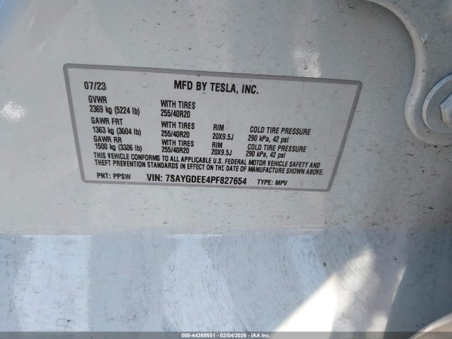 2023 TESLA MODEL Y 7SAYGDEE4PF827654 Photo 8