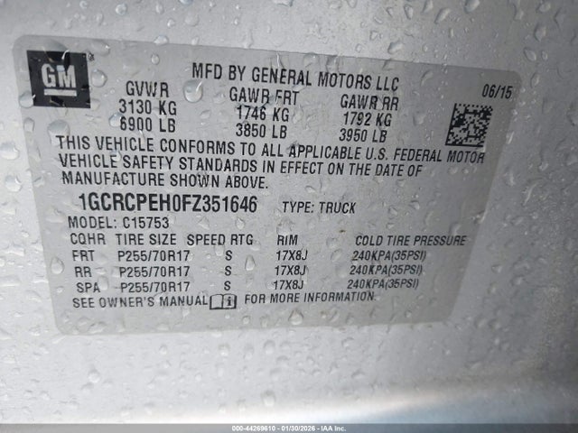 1GCRCPEH0FZ351646 Chevrolet Silverado 1500 Wt