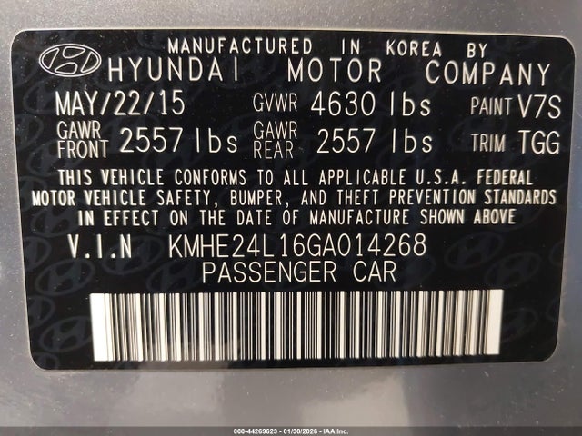 KMHE24L16GA014268 Hyundai Sonata Hybrid Se