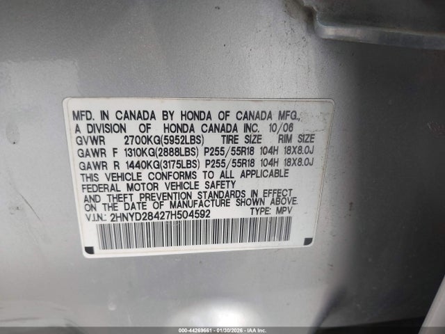 2007 ACURA MDX 2HNYD28427H504592 Photo 8