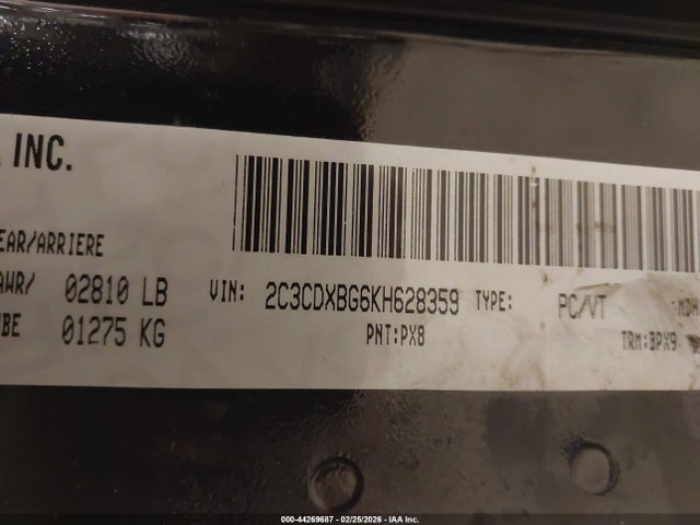 Продажа на аукционе авто 2019 Dodge Charger Sxt, vin: 2C3CDXBG6KH628359, номер лота: 44269687