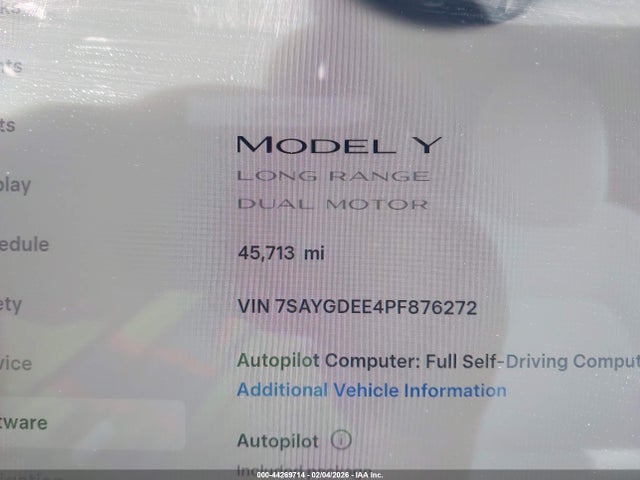 Aukcja sprzedaży 2023 Tesla Model Y Awd/long Range Dual Motor All-wheel Drive, vin: 7SAYGDEE4PF876272, numer aukcji: 44269714