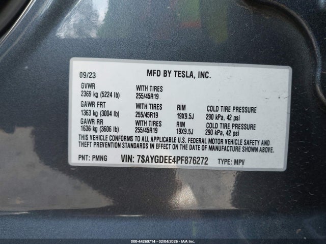 Aukcja sprzedaży 2023 Tesla Model Y Awd/long Range Dual Motor All-wheel Drive, vin: 7SAYGDEE4PF876272, numer aukcji: 44269714