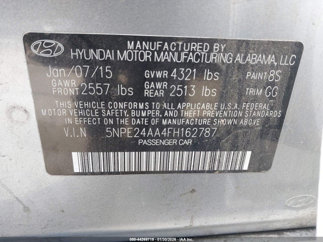 5NPE24AA4FH162787 Hyundai SONATA ECO