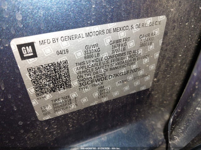 3GCPWDED7KG187025 Chevrolet Silverado 1500 Rst