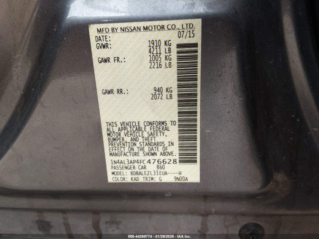 1N4AL3AP4FC476628 Nissan Altima 2.5 S
