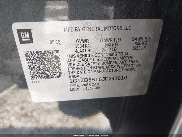 1G1ZB5ST6JF241610 Chevrolet Malibu 1ls