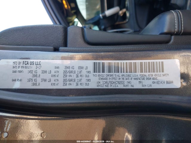 44269947 :رقم المزاد ، 1C4RJFBGXHC782531 vin ، 2017 Jeep Grand Cherokee Limited 4x4 مزاد بيع