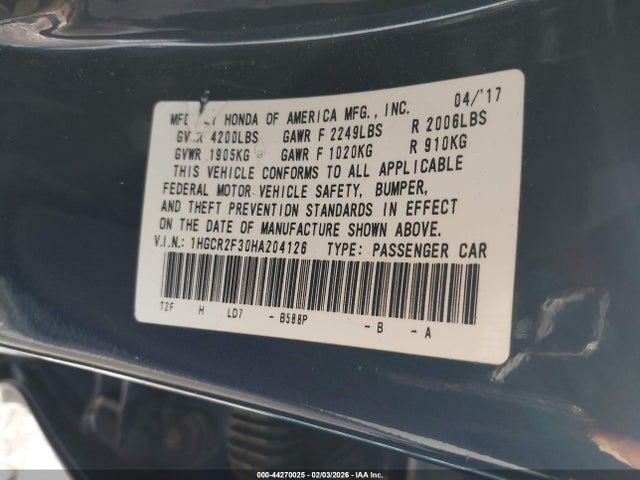 1HGCR2F30HA204126 Honda ACCORD LX
