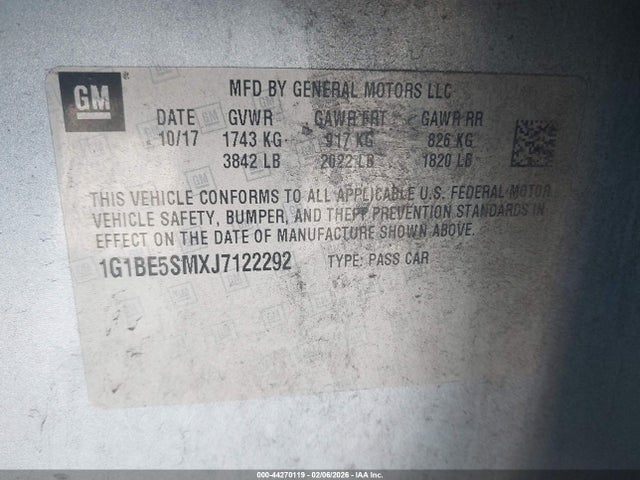 Chevrolet Cruze Lt Auto 2018 1G1BE5SMXJ7122292 Image 9