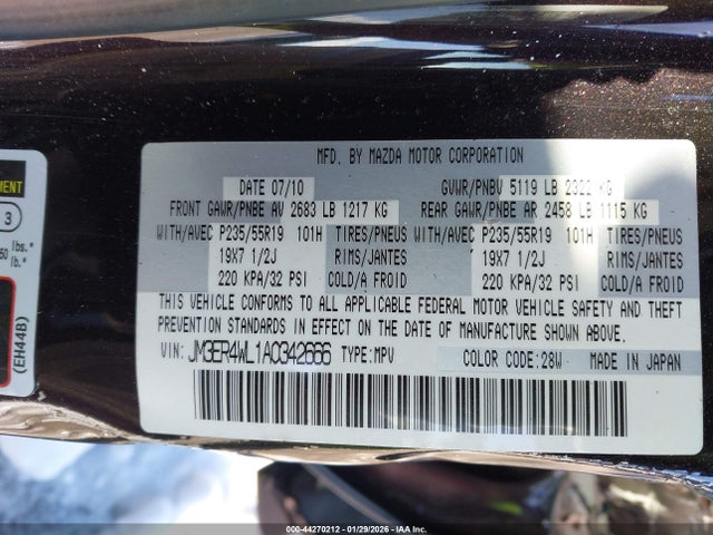 2010 MAZDA CX-7 JM3ER4WL1A0342666 Photo 8