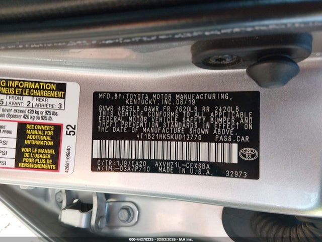 2019 TOYOTA CAMRY HYBRID 4T1B21HK5KU013770 Photo 8